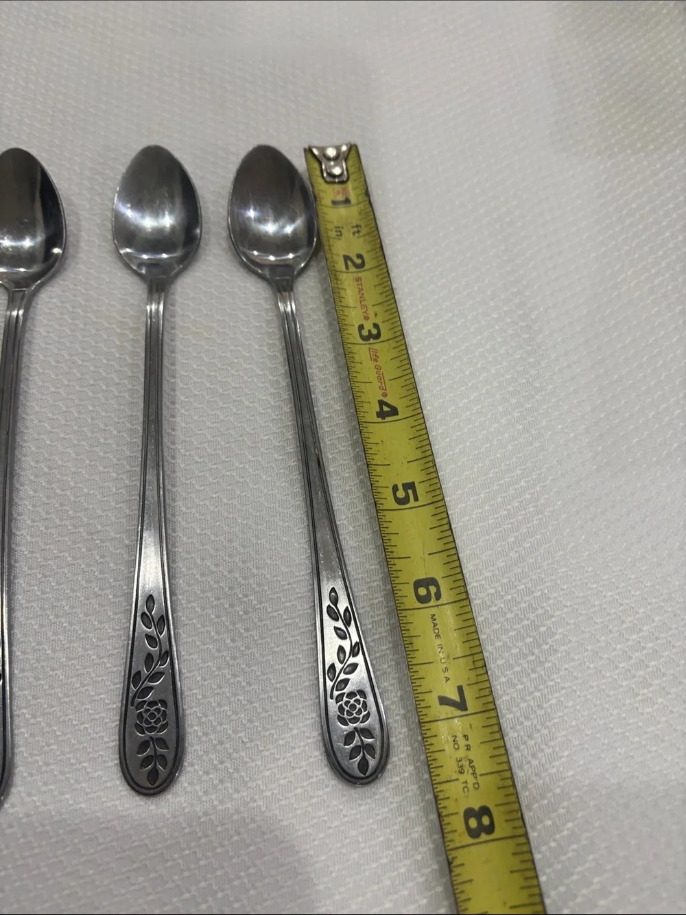Vintage Rogers Floral Mist Iced Tea Spoons Set 6 MCM Bar Beverage Stirrers
